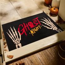 Tapete de porta de Halloween TYUU Skeleton Black 61x91 cm antiderrapante Tapete de porta de Halloween TYUU Skeleton Black 61x91 cm antiderrapante