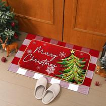 Tapete de porta de Natal Tinideya Xmas Tree vermelho branco 40x70cm Tapete de porta de Natal Tinideya Xmas Tree vermelho branco 40x70cm