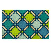 Tapete de Porta DII 43x74 cm Fibra Natural de Coco Mosaico Azul