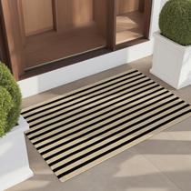 Tapete de porta externo LEEVAN Tapete de boas-vindas lavável preto/branco 60x90cm