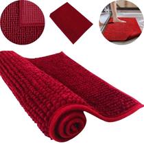 Tapete de Porta Felpudo Super Macio Macarrão 38x58 cm Bordo Gif Util