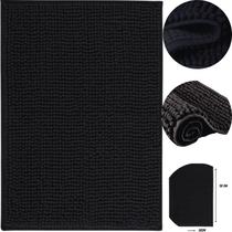 Tapete de Porta Felpudo Super Macio Macarrão 38x58 cm Preto Gif Util