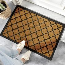 Tapete de porta frontal durável para todos os climas, 30x17cm, marrom