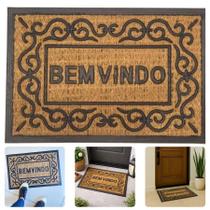 Tapete De Porta Hall Entrada Fibra De Coco Antiderrapante Bem Vindo Emborrachado