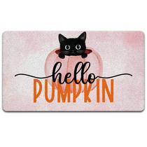 Tapete de porta JINYO Hello Pumpkin Fall Pink Black Cat 43x76cm