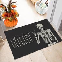 Tapete de porta KIYIYZER Skull Door Capacho de boas-vindas de Halloween, entrada interna e externa, tapete antiderrapante para decoração de festa em casa, fazenda, 17 x 29 polegadas