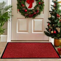 Tapete de porta LuxuRux Listrado Vermelho Christmas Heavy Duty 60x40cm