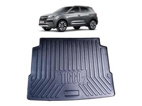 Tapete de Porta Malas Tipo Bandeja Requinte Chery Tiggo 7 2020 2021 2022 Preto em Pvc com Bordas de Segurança