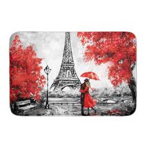 Tapete De Porta Vermelho Casal Love Paris Emborrachado