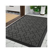 Tapete de porta Yimobra Outdoor Indoor All-Season 90x60cm Preto Cinza