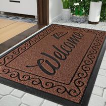 Tapete de Porta Yimobra Welcome Maroon (90x60cm) - Impermeável