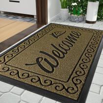 Tapete de porta Yimobra Welcome Waterproof 90x60cm bege marrom