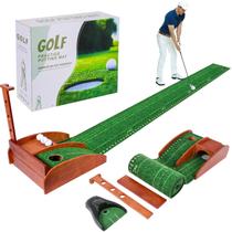 Tapete de Putting de Golfe OLenyer 2,4 m com Retorno Automático da Bola