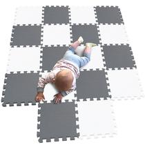 Tapete de quebra-cabeça MQIAOHAM Baby Playmat de plástico 87x172cm branco cinza