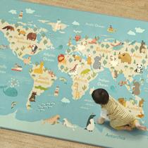 Tapete de sala de jogos para crianças Hazo Haus lavável 150x210 cm Blue Animals