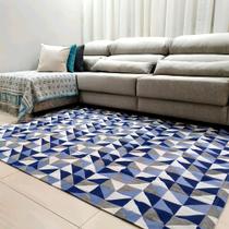 tapete de sala e quarto geometrico com antiderrapante 2,00x1,50 - bello lar decorações