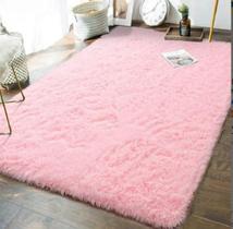 Tapete De Sala Grande Felpudo Macio Peludo 2,0X1,40 M Rosa - Enxovais Fanti