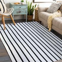 Tapete De Sala Mandacaru 1,50 X 1,00 Algodão Lavável em Máquina Cru Com Listras Preto Tapete De Sala Mandacaru 1,50 X 1,00 Algodão Lavável em Máquina Cru Com Listras Preto