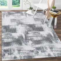 Tapete de Sala ou Quarto Moderno Pixel 2,00 x 3,00 Antiderrapante Grande Cor Cinza