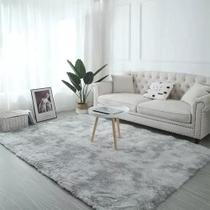 Tapete De Sala Quarto Felpudo Luxo Peludo CINZA MESCLADO 2,00 x 1,40 Antiderrapante Macio - ART & SONHOS ENXOVAIS