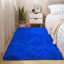 Tapete De Sala Quarto Felpudo Peludo 0,55 X 1,00 Costa Oro azul royal