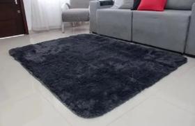 Tapete De Sala Quarto Felpudo Peludo 1,40 X 1,00 cinza