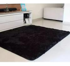 Tapete De Sala Quarto Felpudo Peludo 1,40 X 1,00 Preto