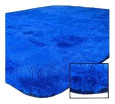 Tapete De Sala Quarto Felpudo Peludo 2,00 X 1,40 Costa Oro azul royal