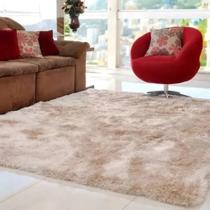 Tapete De Sala Quarto Felpudo Peludo 2,00 X 1,40 Costa Oro bege mesclado