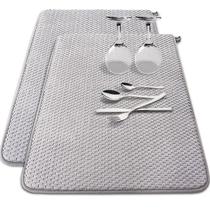 Tapete de secagem de pratos Baaxxango Microfiber 60x43cm Absorvente Cinza Tapete de secagem de pratos Baaxxango Microfiber 60x43cm Absorvente Cinza