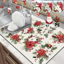 Tapete de secagem de pratos de Natal LOKHOM 46x61 cm absorvente Tapete de secagem de pratos de Natal LOKHOM 46x61 cm absorvente