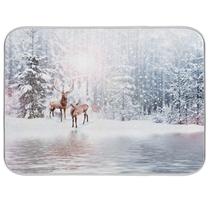 Tapete de secagem de pratos Dussdil Winter Snowflakes Deer 40,6 x 45,7 cm Tapete de secagem de pratos Dussdil Winter Snowflakes Deer 40,6 x 45,7 cm