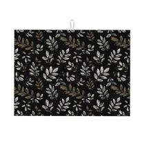 Tapete de secagem de pratos SUPLUCHOM Boho Black Leaf Pattern 45x60cm Tapete de secagem de pratos SUPLUCHOM Boho Black Leaf Pattern 45x60cm