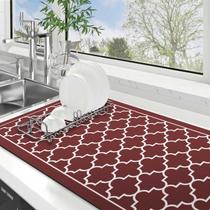 Tapete de secagem de pratos WISELIFE Super Absorbent Large 45x80cm Vermelho Tapete de secagem de pratos WISELIFE Super Absorbent Large 45x80cm Vermelho