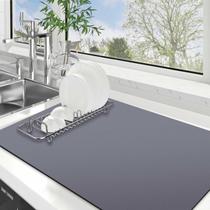 Tapete de secagem de pratos WISELIFE Super Absorbent Large Classic Grey Tapete de secagem de pratos WISELIFE Super Absorbent Large Classic Grey