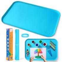 Tapete de Silicone ATmini para Crianças - 60x40cm - Antiderrapante - Azul