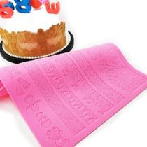 Tapete De Silicone Gigante Para Bolo Renda Açucar Chá Bebê Tapete De Silicone Gigante Para Bolo Renda Açucar Chá Bebê