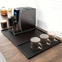 Tapete De Silicone Preto Para Bar De Café 2 Em 1 Protetor De Bancada De Borda Convexa Para Máquinas