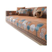 Tapete De Sofá Chenille Antiderrapante Em Cor Sólida Com Estampa De Lua Cheia, Almofada Jacquard