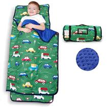 Tapete de soneca infantil ACRABROS com travesseiro e cobertor-53 x 21 x 1,5 polegadas, tapetes extra grande, rolou para crianças meninos meninas, crianças saco de dormir para creche, pré-escola, viagem, camping, carro