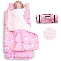 Tapete de soneca infantil ACRABROS com travesseiro e cobertor-53 x 21 x1,5 polegadas, tapetes extra grande, cochilado para crianças meninos meninas, crianças saco de dormir para creche, pré-escola, viagem, camping, princesinha