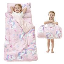 Tapete de soneca infantil Lasoftan com travesseiro e cobertor Unicórnio Tapete de soneca infantil Lasoftan com travesseiro e cobertor Unicórnio