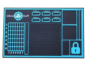 Tapete de trabalho de borracha para arrombamento e fixação de fechaduras com compartimentos