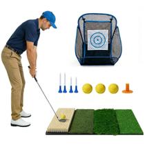 Tapete de treino de golfe 4 em 1 com rede para chipping 41 x 76 cm Tapete de treino de golfe 4 em 1 com rede para chipping 41 x 76 cm