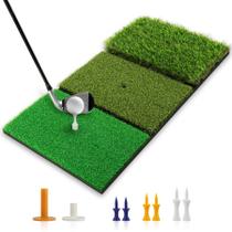 Tapete de treino de golfe CalmBloom 3 em 1 Turf para swing, putting & Chip