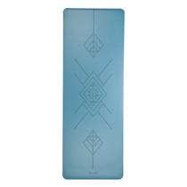 Tapete de yoga azul 100% borracha natural arte tribal antiga 4mm 185 x 66cm
