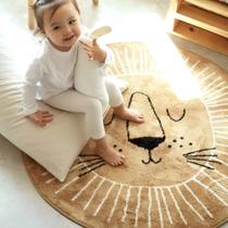 Tapete Decorativo Infantil LINHA PREMIUM Leão Para Cômodos Antideslizante Tufting Caximira 1M-Diâmetro