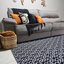 Tapete Decorativo Sala Quarto Grande 2,0 x 1,4 m Antiderrapante Jacquard Estampa Geométrica e Abstrata Dallas
