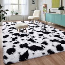 Tapete DeWeike Fluffy Black White para quarto, sala de estar, 120x180cm