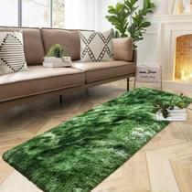 Tapete DeWeike Fluffy Dark Green Runner 60x180cm para quarto